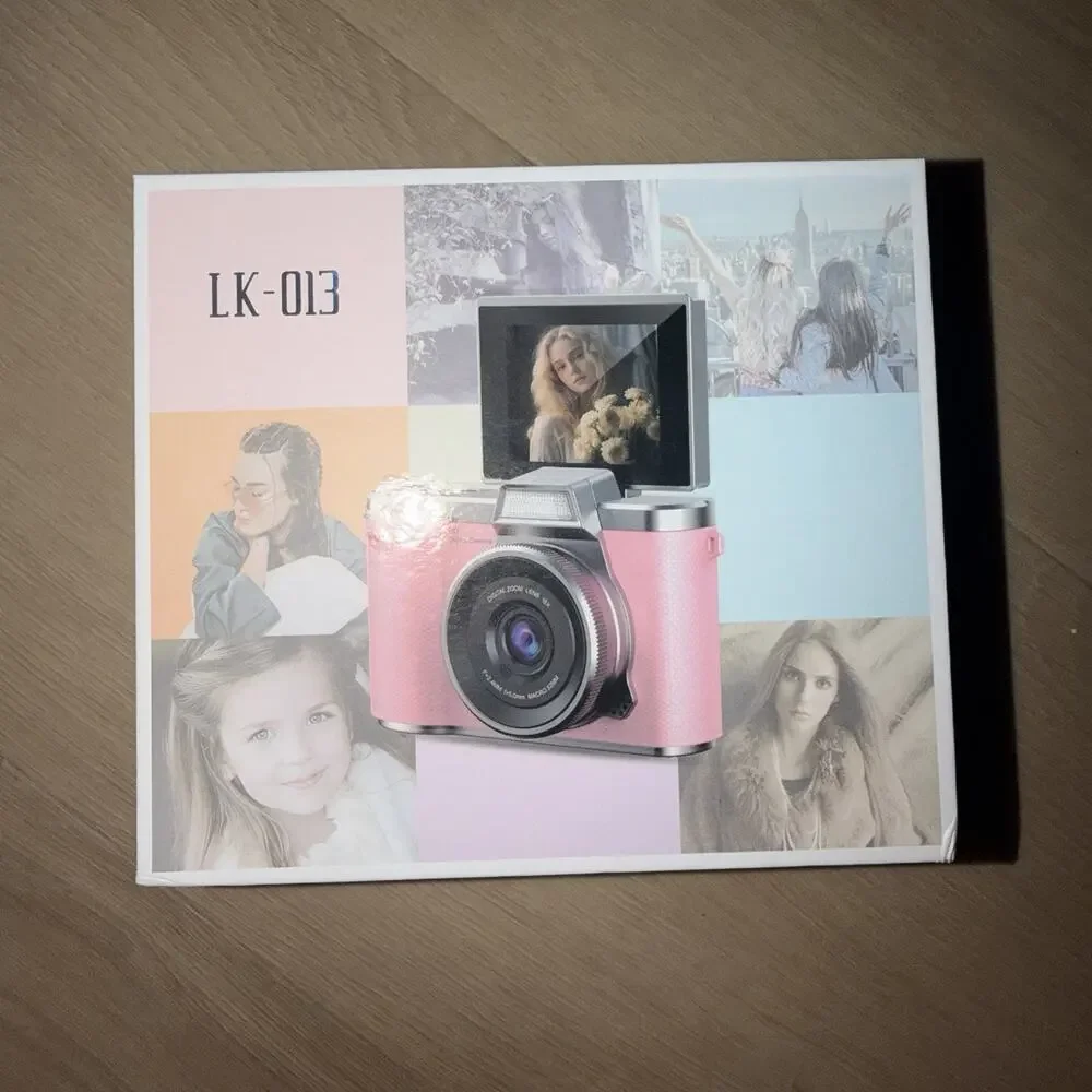 LK-013 Pink 48MP Digital Camera 2.4” Flip Screen Autofocus Flash Vlogging